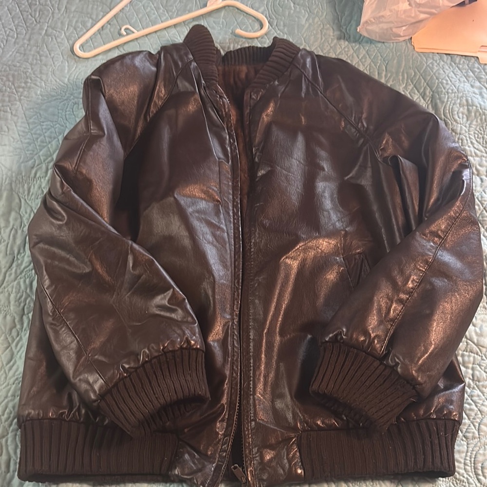 Brown Bomber Jacket leather and Fur YOUR CHOICE